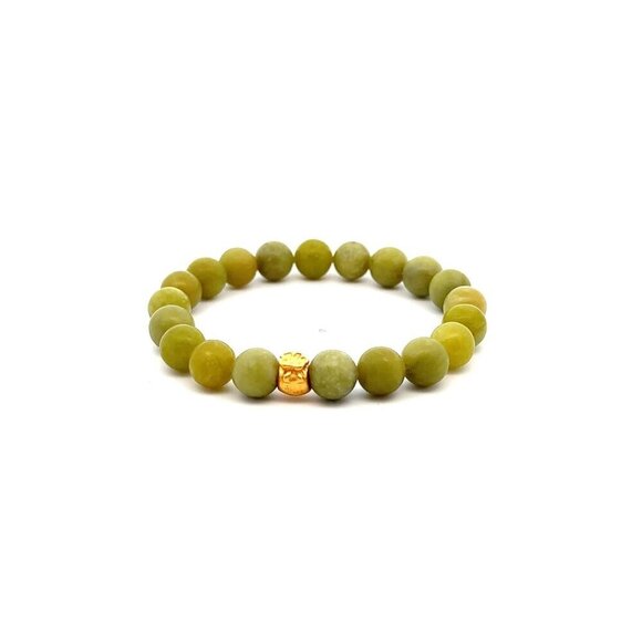 24K Gold Money Bag Charm Bracelet Gemstones Peridot August Birthstones 8mm S6" - Picture 1 of 5